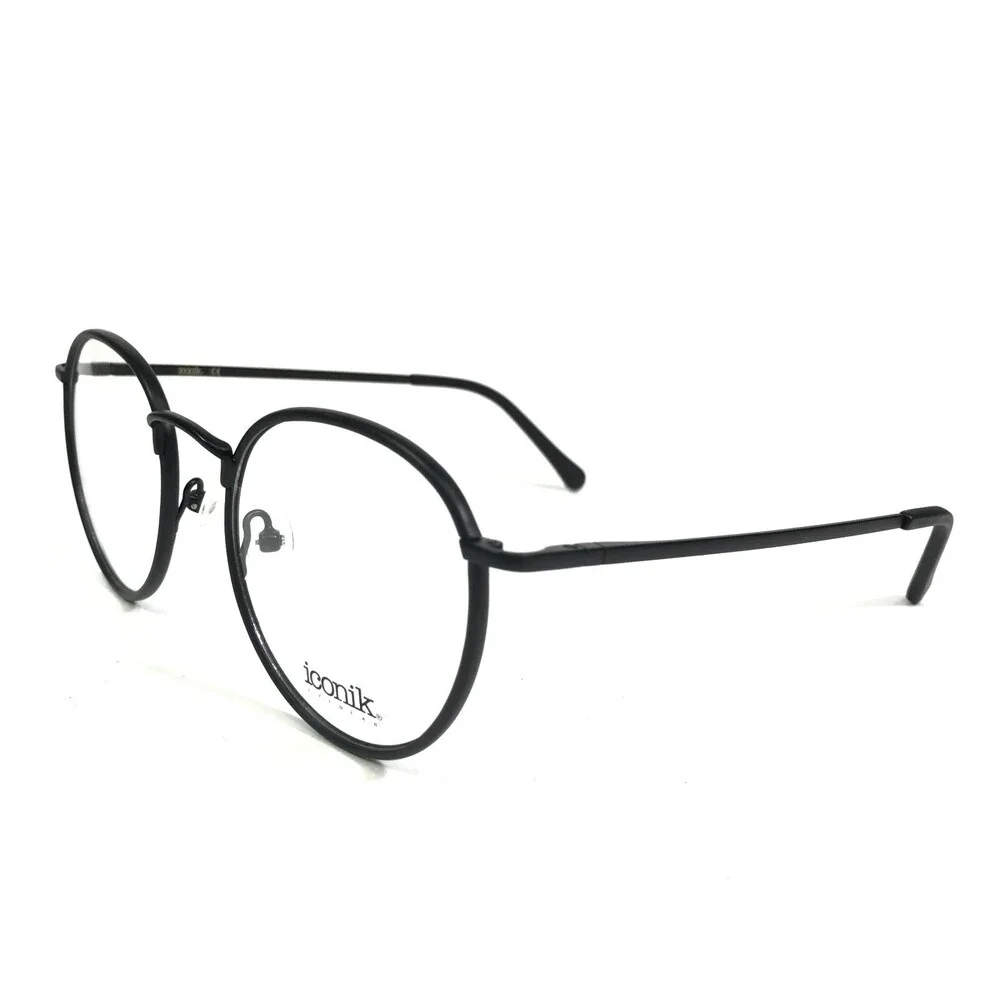 Iconik Eyeglasses Frames Siren C02 Black Round Full Wire Rim 50-20-145